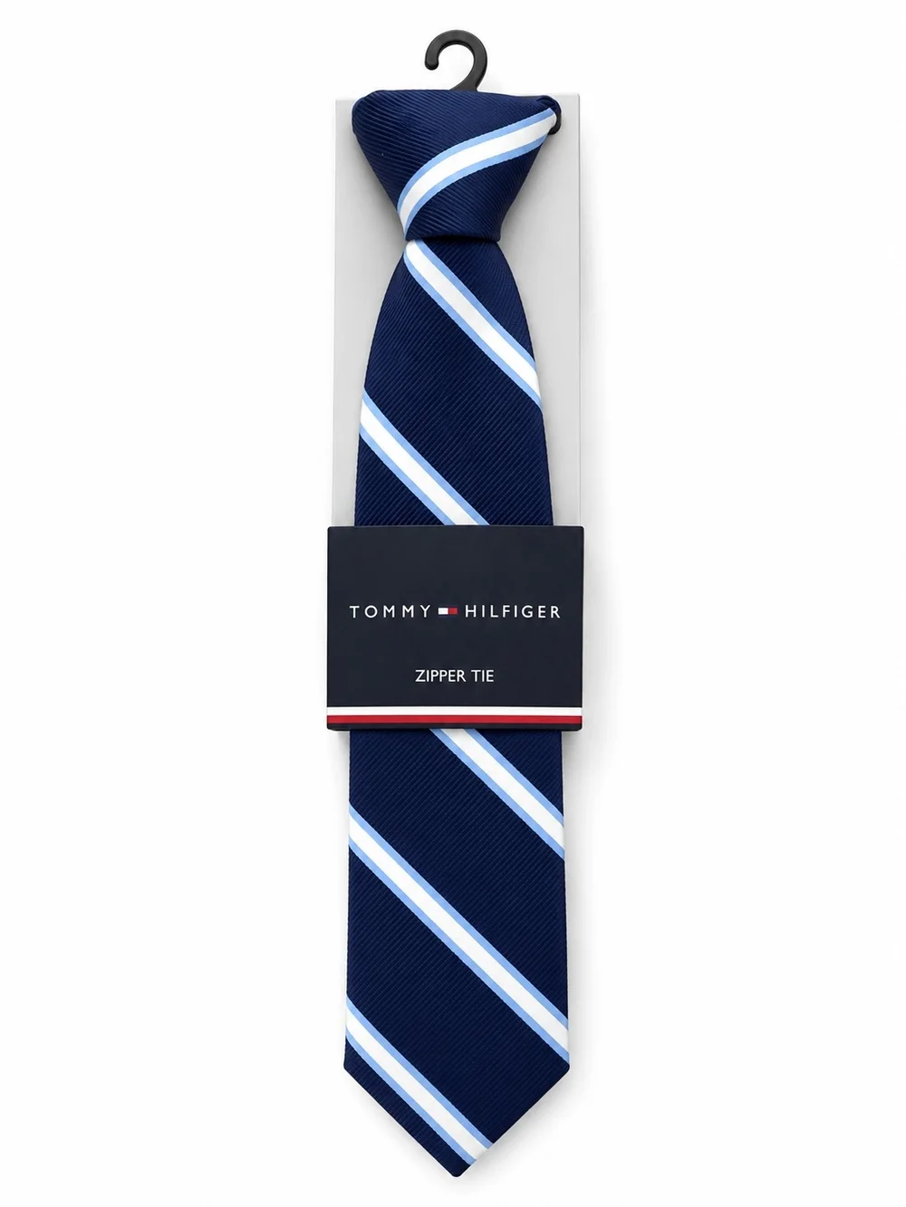Tommy Hilfiger Navy Tie with Light Blue & White Stripes